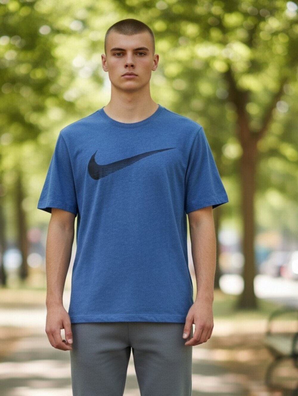Nike Men's Size Medium Big Swoosh Logo Print Drifit Training Shirt